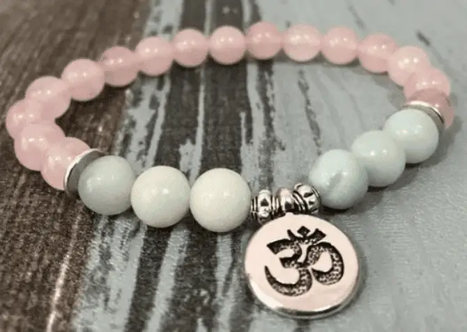 bracelet quartz rose et amazonite 1