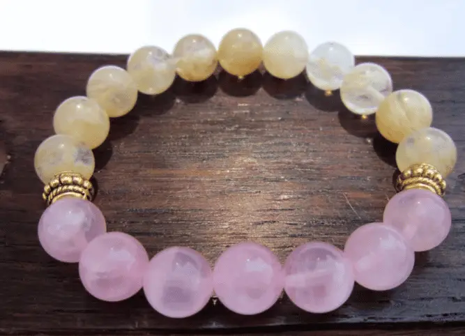 bracelet quartz rose et citrine