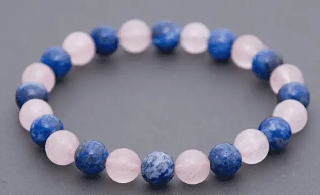 bracelet quartz rose et lapis lazuli
