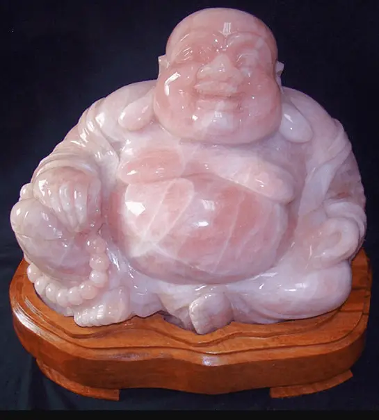 statuettes de Bouddha quartz rose